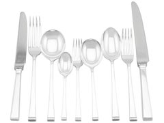 Art Deco Style Sterling Silver Canteen of Cutlery for Eight Persons
