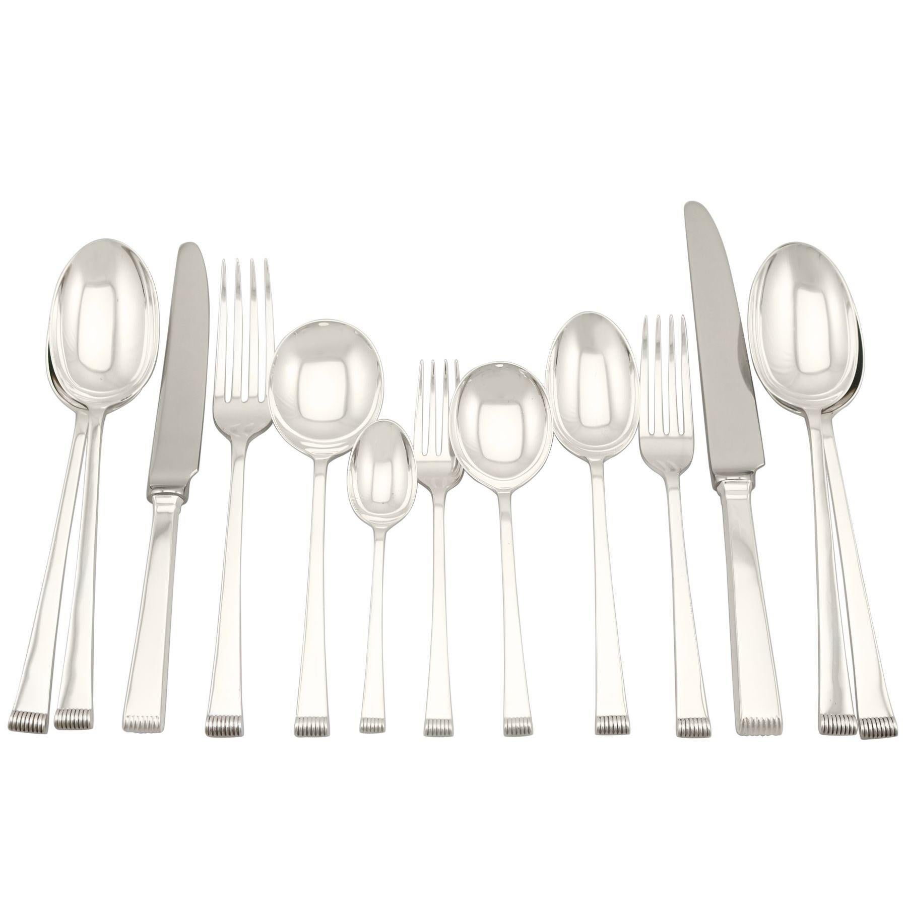 20th Century Sterling Silver Canteen of Cutlery for Eight Persons 1956