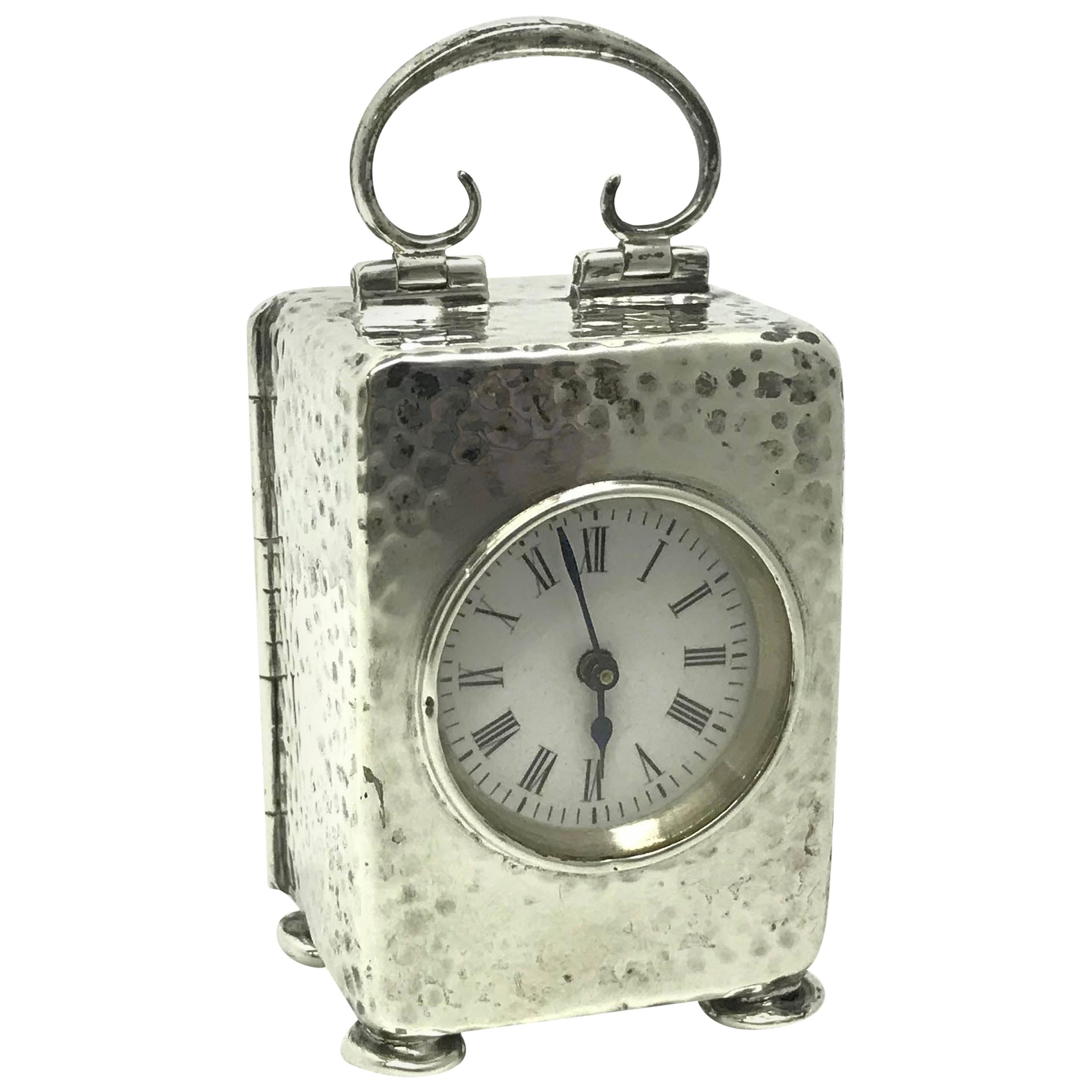20th Century Sterling Silver Carriage Clock