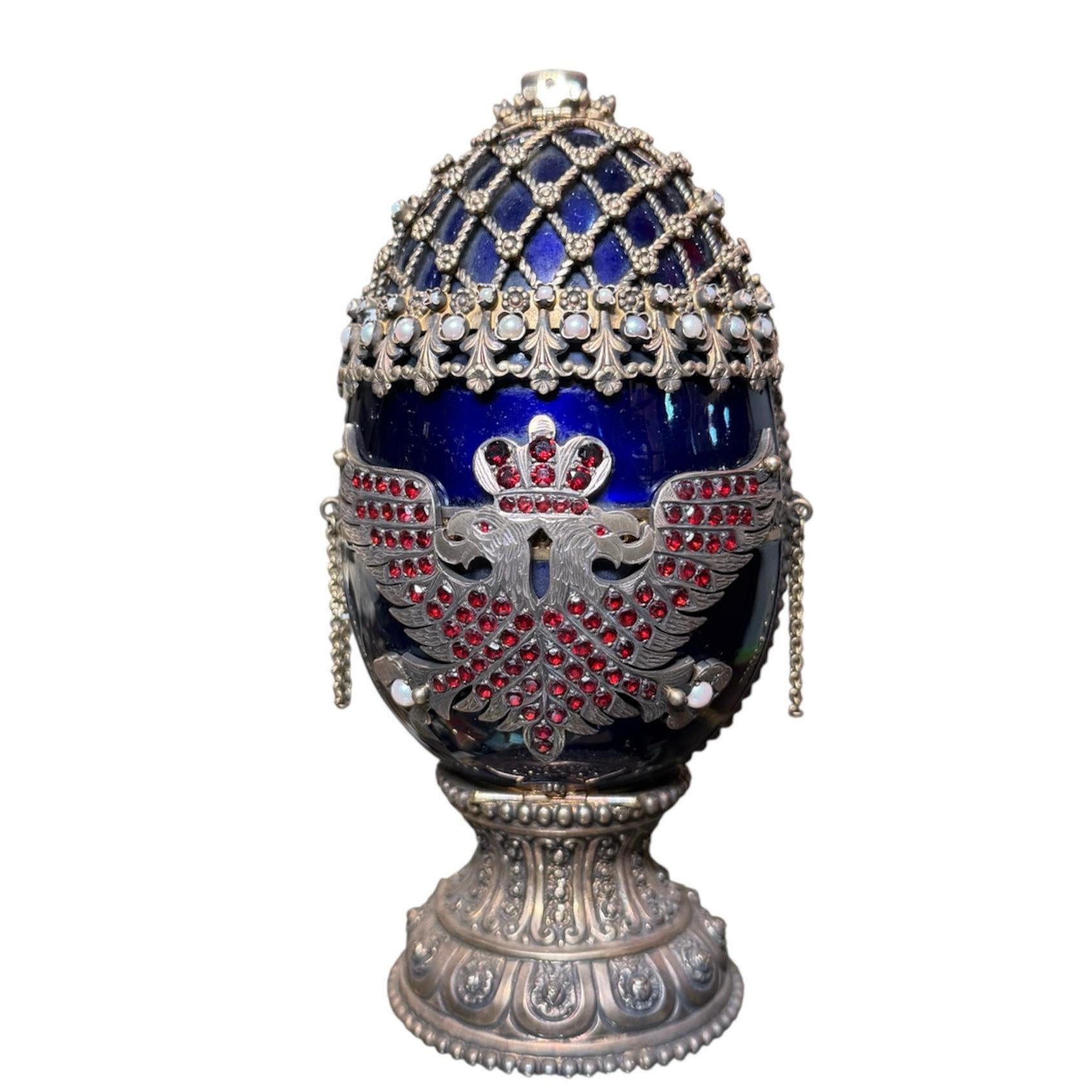 20th Century Sterling Silver Egg Trinket Box For Sale