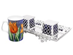 Galeriertes Doppelt-Tintenfass aus Sterlingsilber des 20. Jahrhunderts