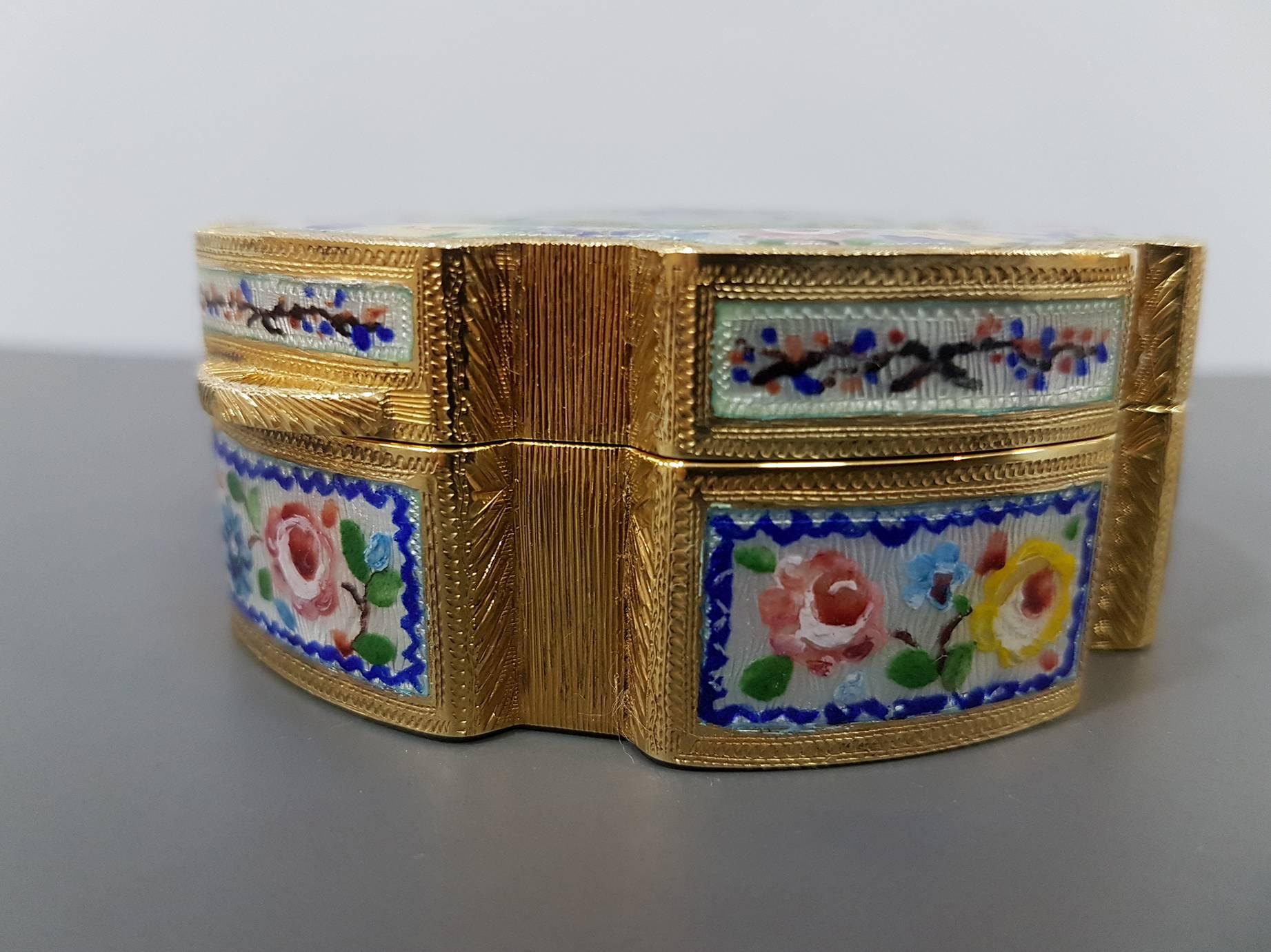 Other 20th Century Sterling Silver Gilted Enameled Table Box  For Sale