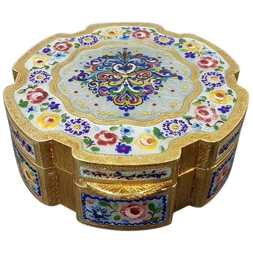 Caja de mesa esmaltada de plata de ley del siglo XX en venta