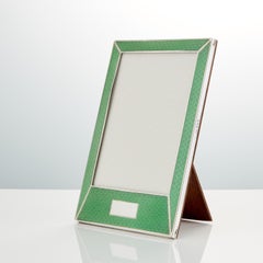20th Century Sterling Silver Guilloche Enamel Photo Frame, Birmingham, 1927