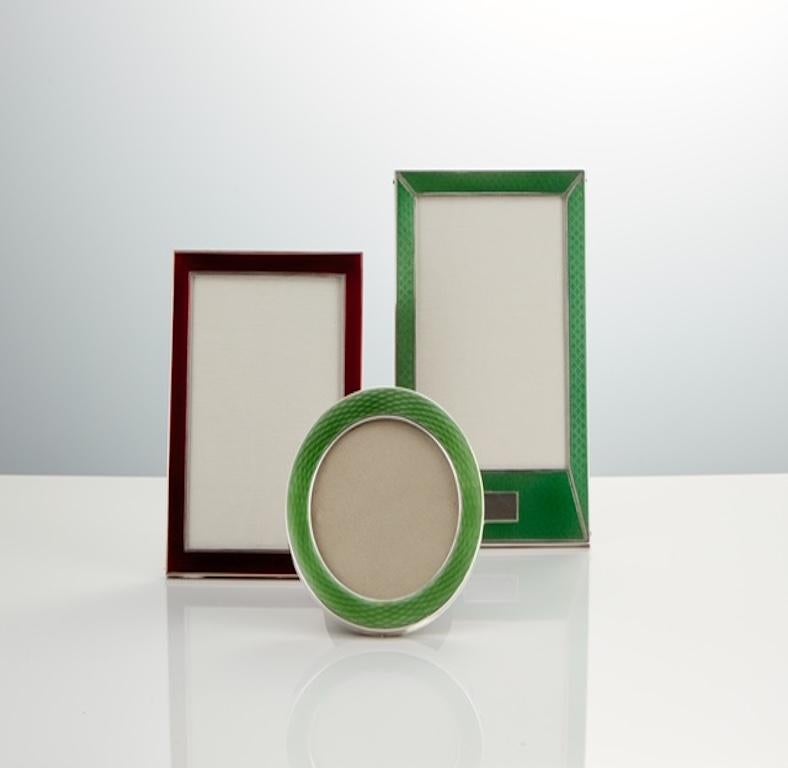 20th Century Sterling Silver Guilloche Enamel Picture Frame Birmingham 1927 For Sale 1