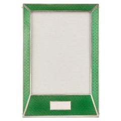 Antique 20th Century Sterling Silver Guilloche Enamel Photo Frame, Birmingham, 1927