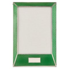 20th Century Sterling Silver Guilloche Enamel Photo Frame, Birmingham, 1927