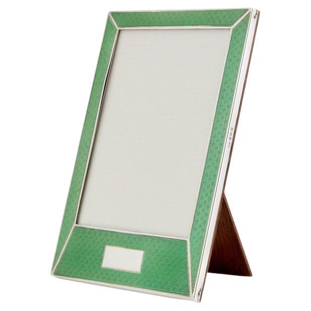 20th Century Sterling Silver Guilloche Enamel Picture Frame Birmingham 1927 For Sale