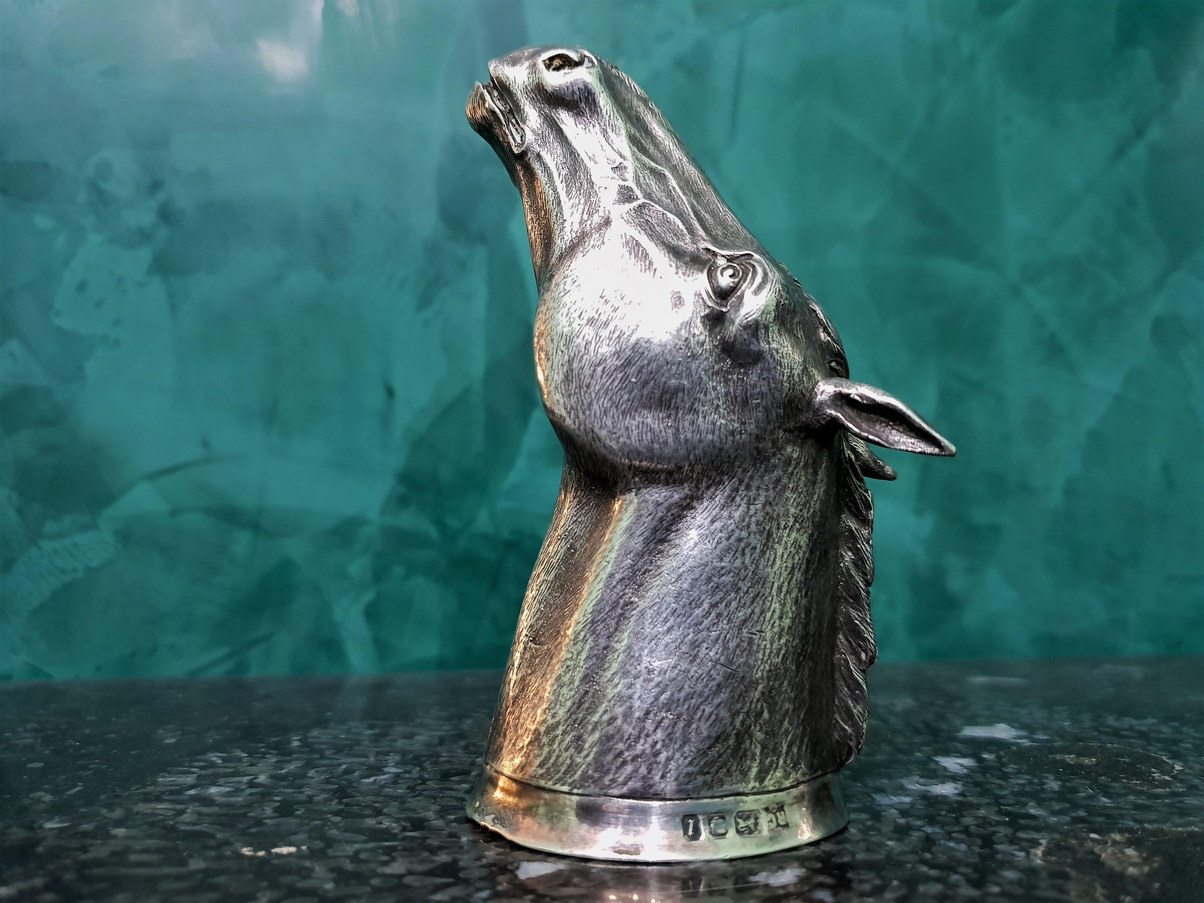 British 20th Century Sterling Silver Horse Head Stirrup Cup, 1964 For Sale