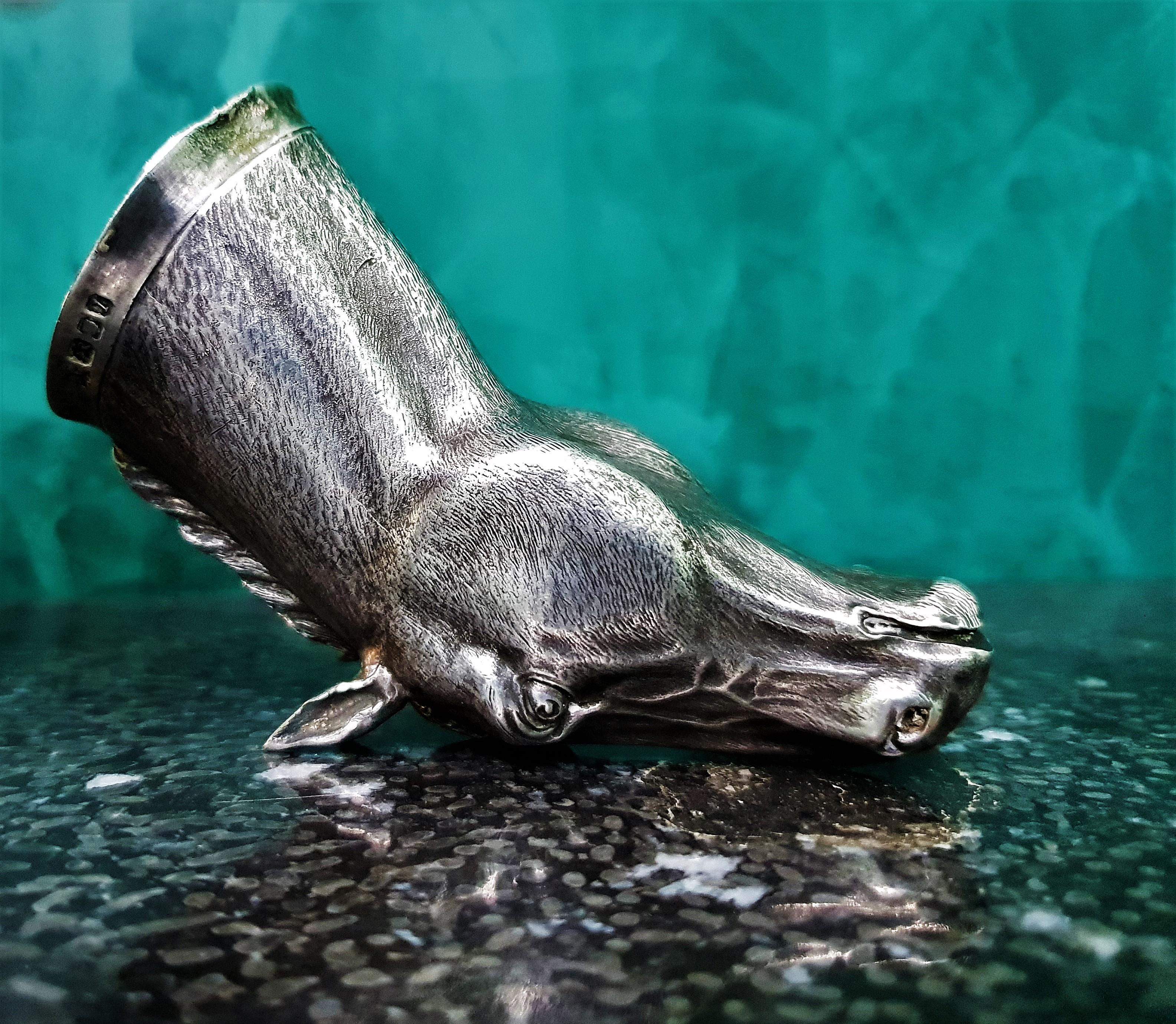 20th Century Sterling Silver Horse Head Stirrup Cup, 1964 In Good Condition For Sale In Florence, IT