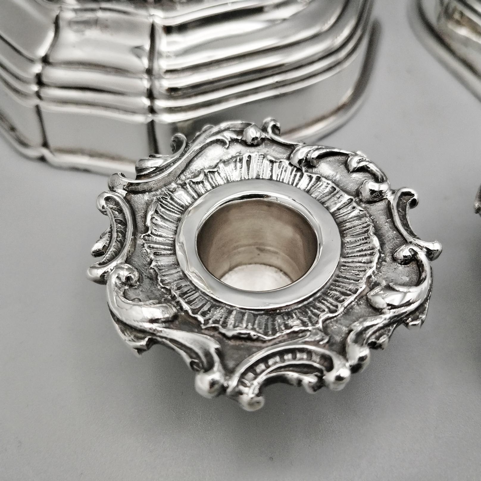 20th Century Sterling Silver Italian Candlesticks Baroque Barocco replica For Sale 7