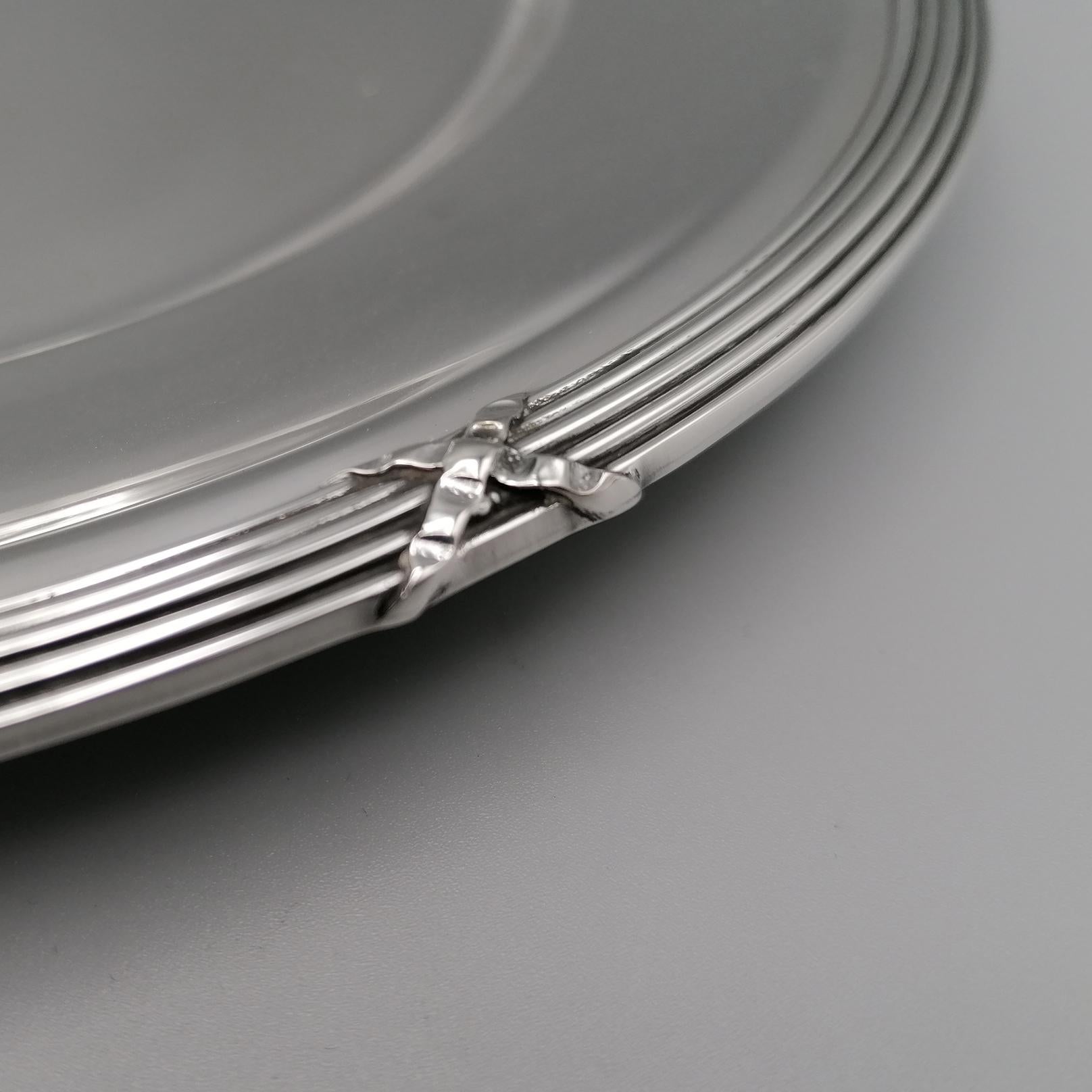 Assiette italienne avec plat en argent sterling du 20ème siècle en vente 4