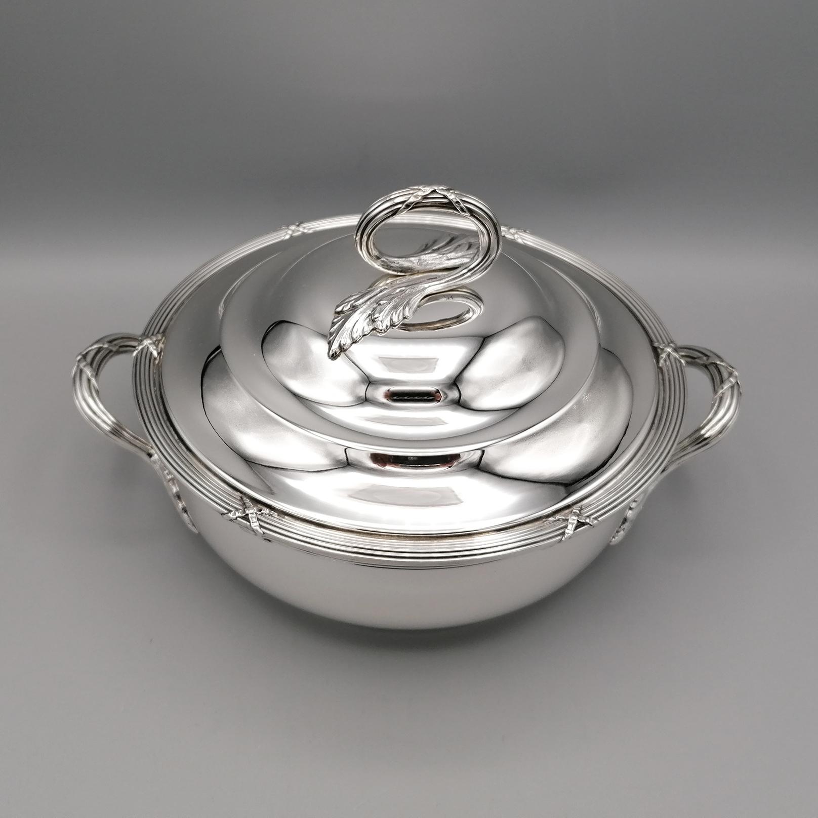 20th Century Sterling Silver Italian Entree with Dish For Sale 7