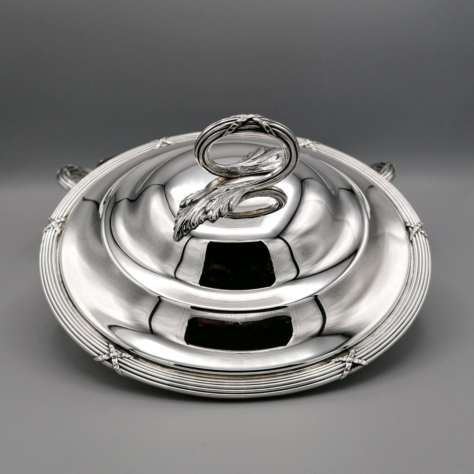 Assiette italienne avec plat en argent sterling du 20ème siècle en vente 7