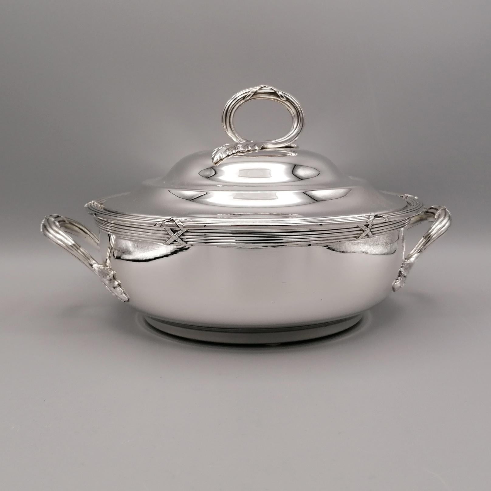 20th Century Sterling Silver Italian Entree with Dish For Sale 10