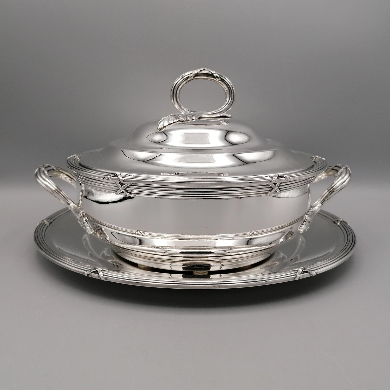 Louis XVI 20th Century Sterling Silver Italian Entree with Dish For Sale