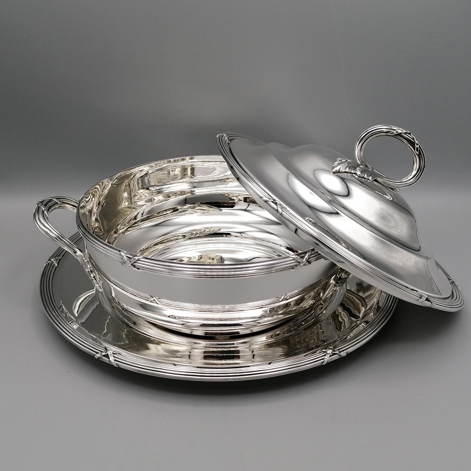 20th Century Sterling Silver Italian Entree with Dish For Sale 2