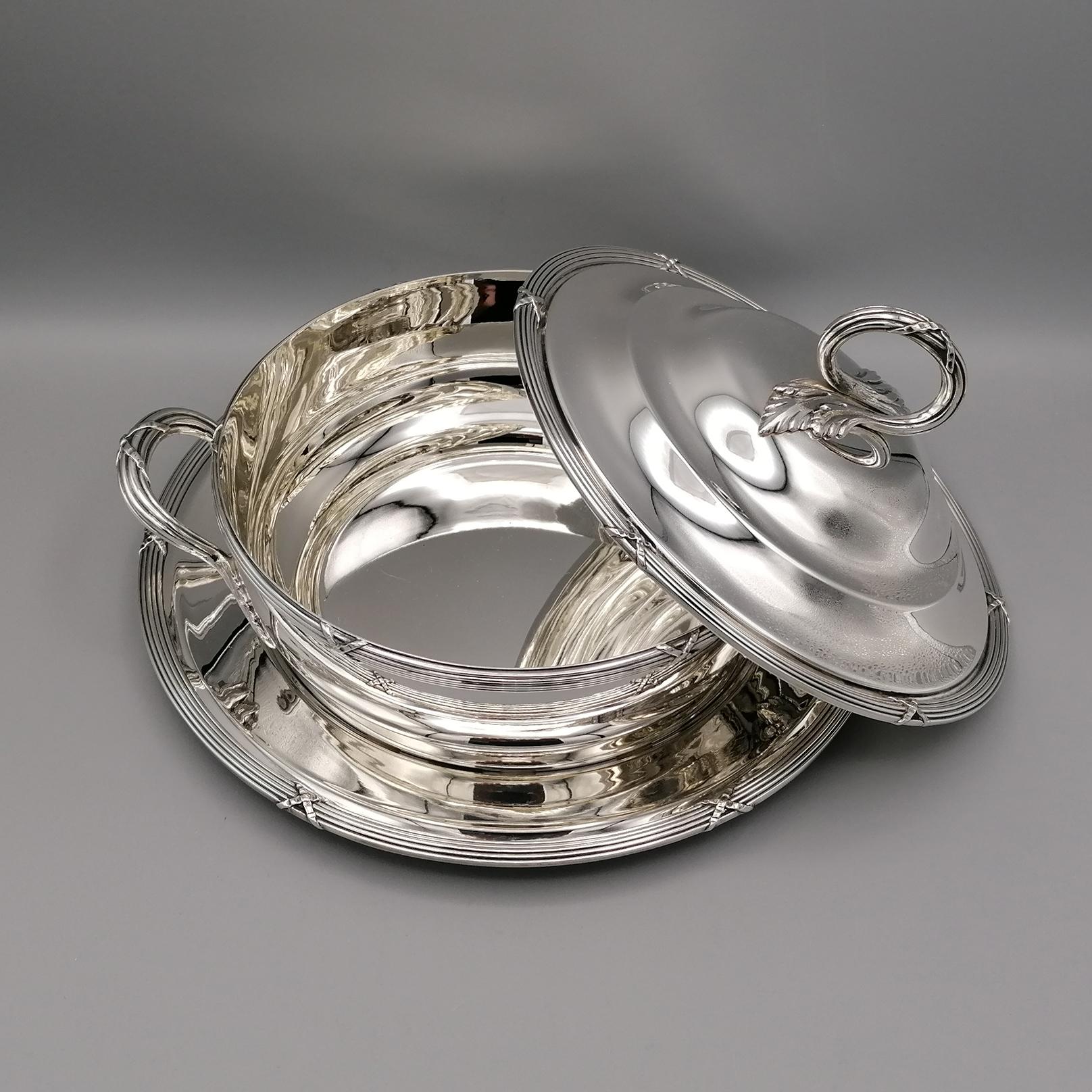20th Century Sterling Silver Italian Entree with Dish For Sale 3