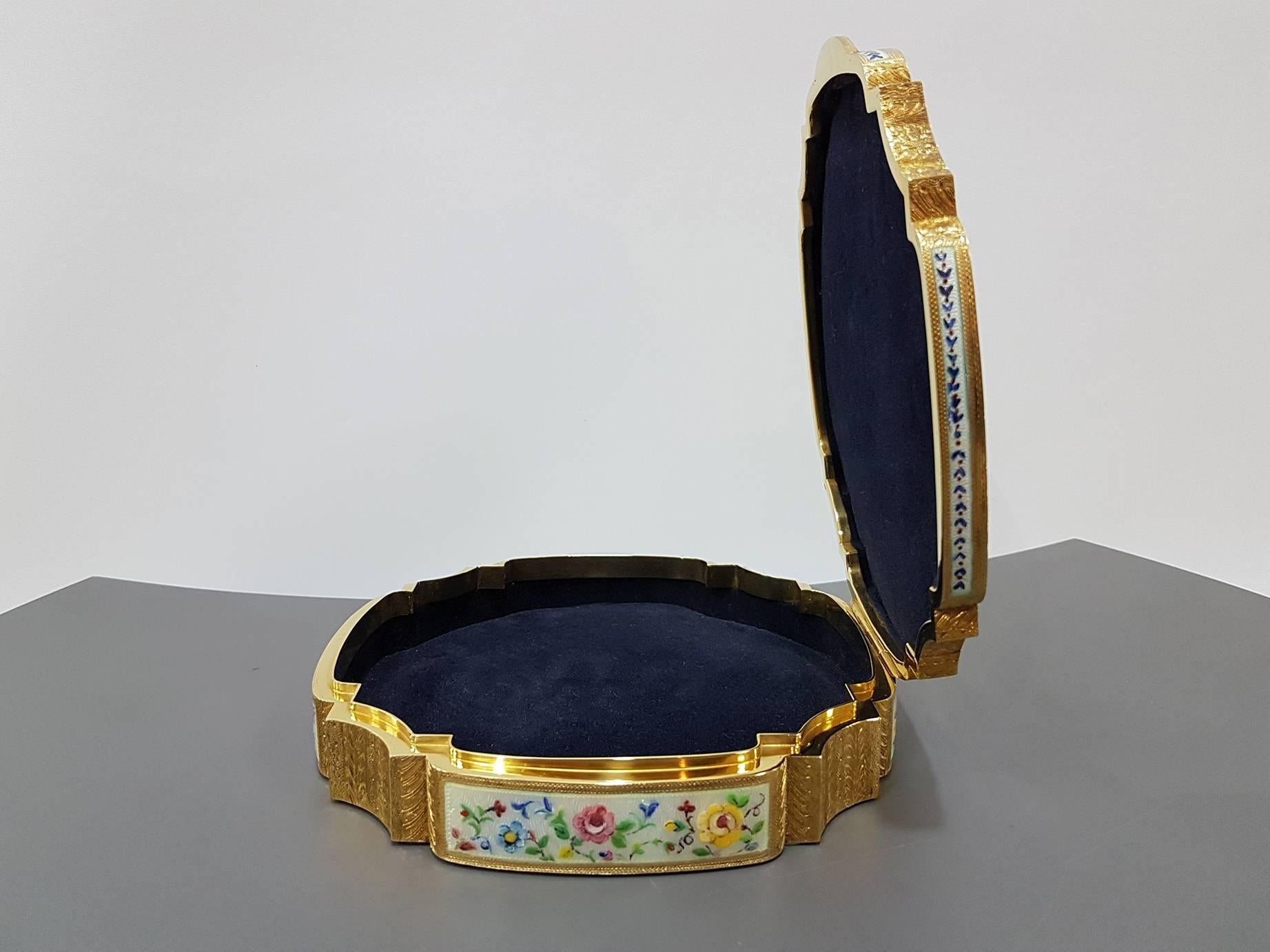 20th Century Sterling Silver Italian Gilded and Enameled Table Box For Sale 4