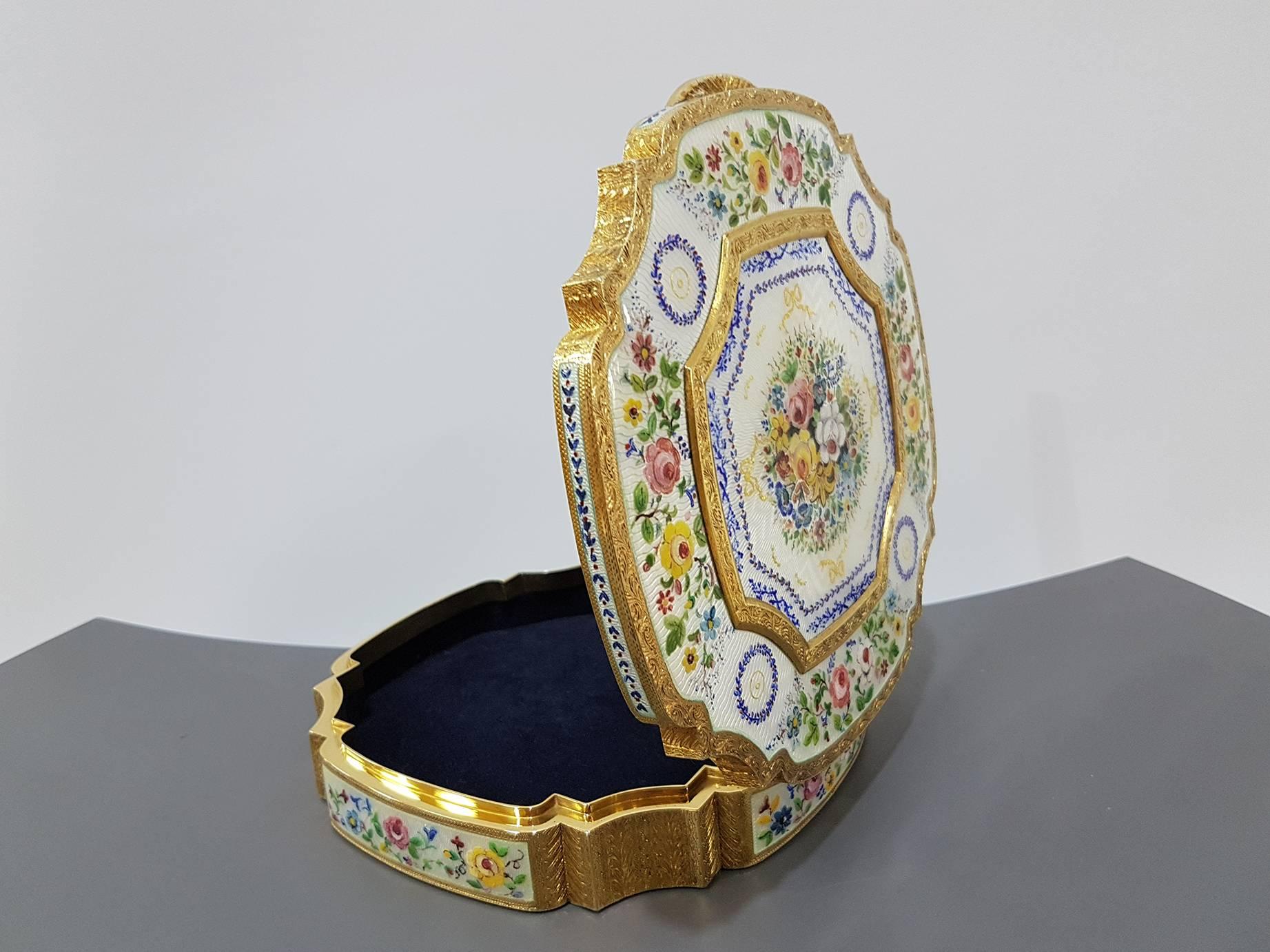 20th Century Sterling Silver Italian Gilded and Enameled Table Box For Sale 6