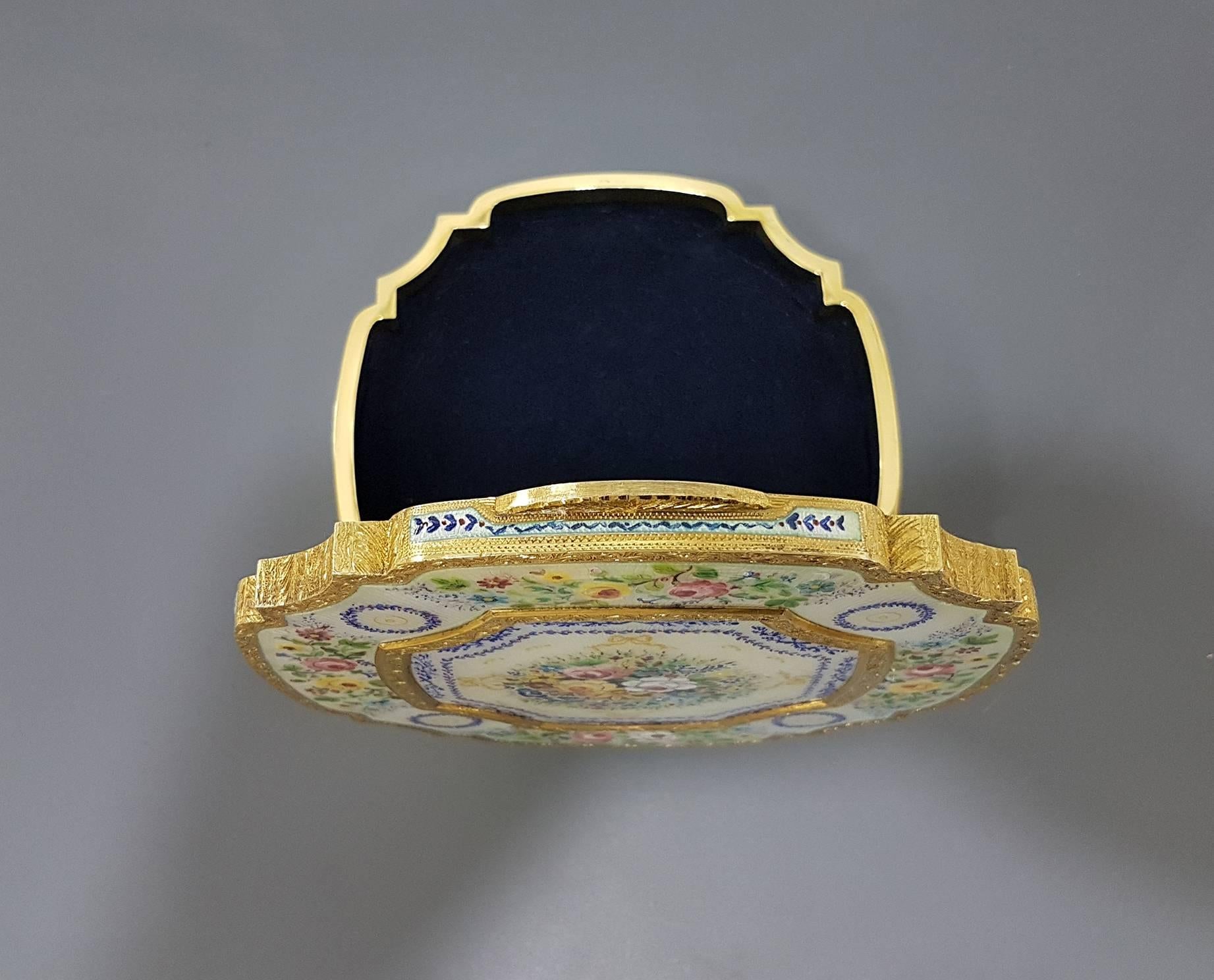 20th Century Sterling Silver Italian Gilded and Enameled Table Box For Sale 9