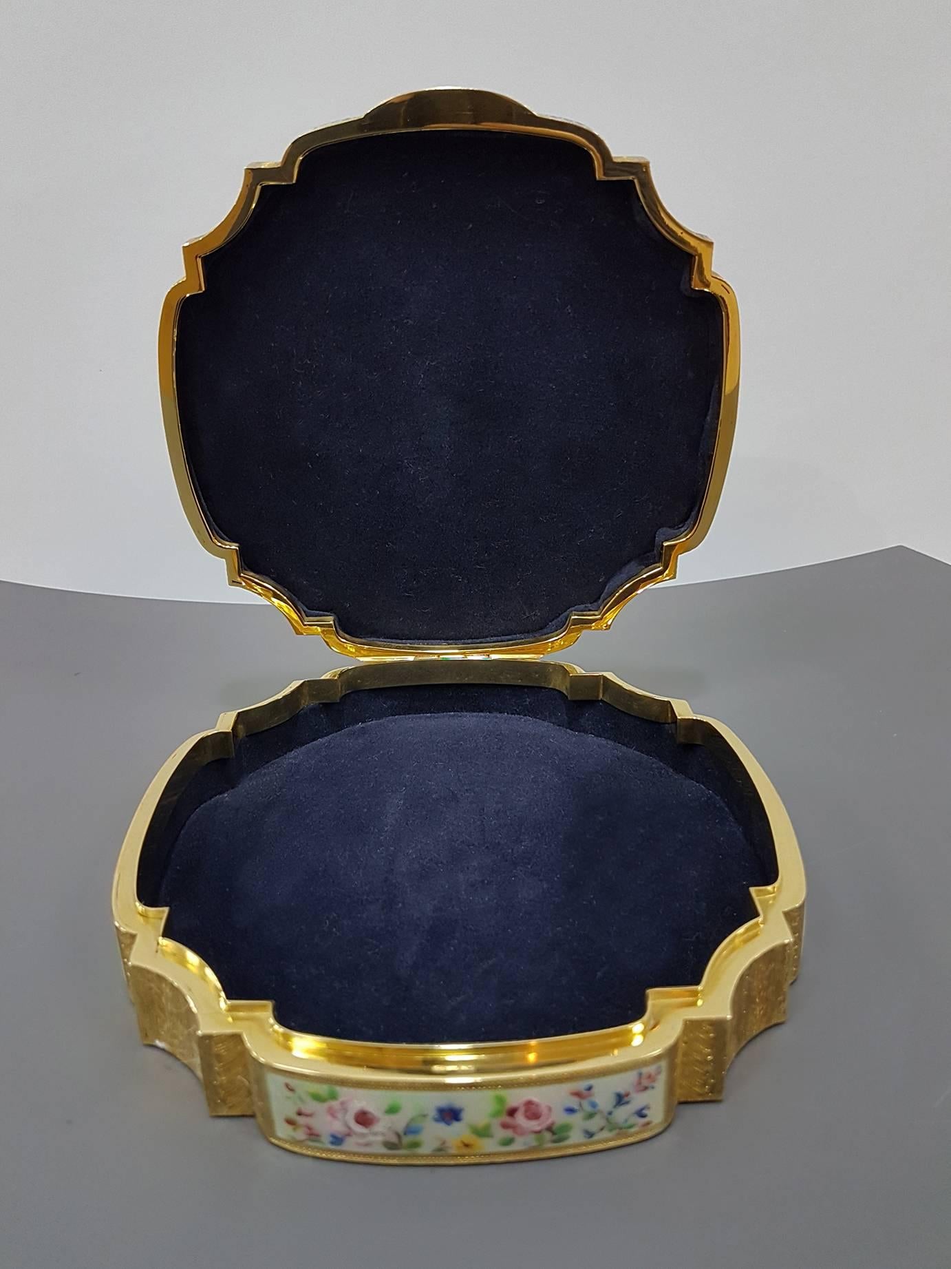 20th Century Sterling Silver Italian Gilded and Enameled Table Box For Sale 2