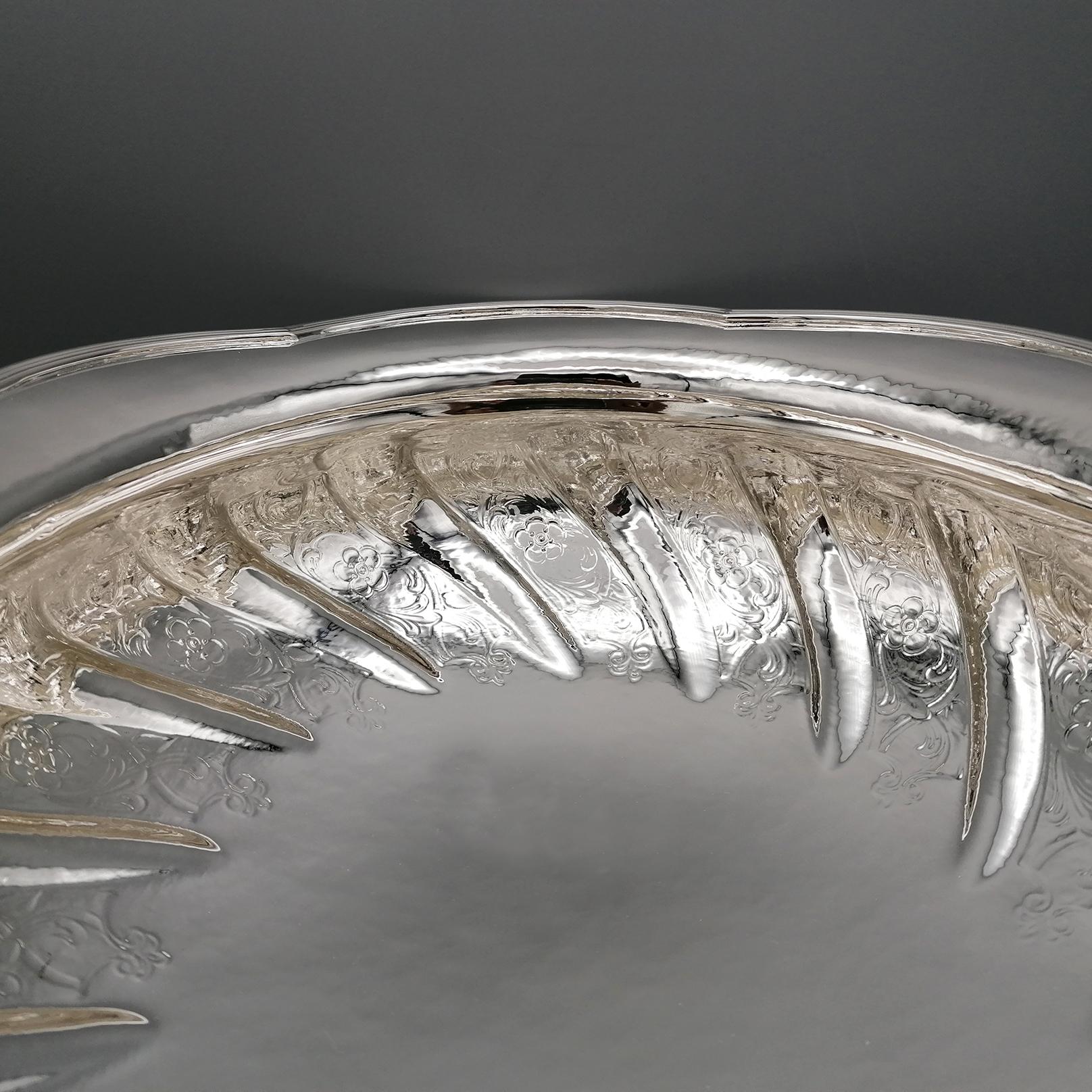 20th Century Sterling Silver Italian Oval Centerpiece For Sale 5