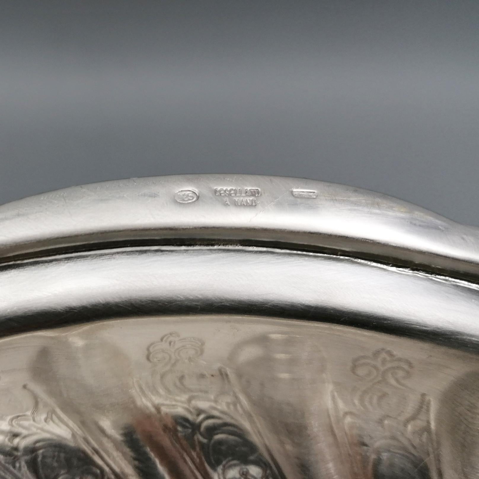 20th Century Sterling Silver Italian Oval Centerpiece For Sale 7