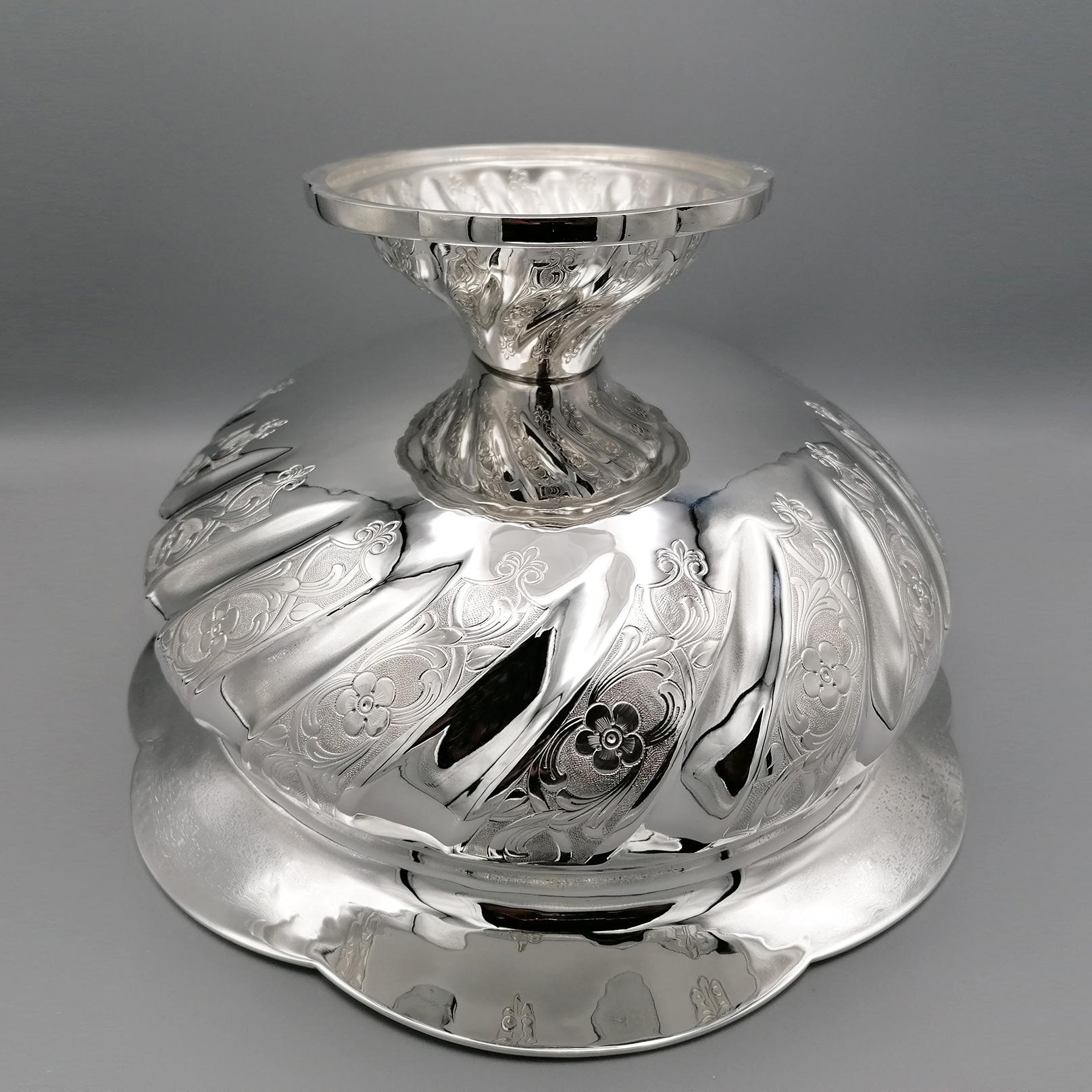 20th Century Sterling Silver Italian Oval Centerpiece For Sale 8
