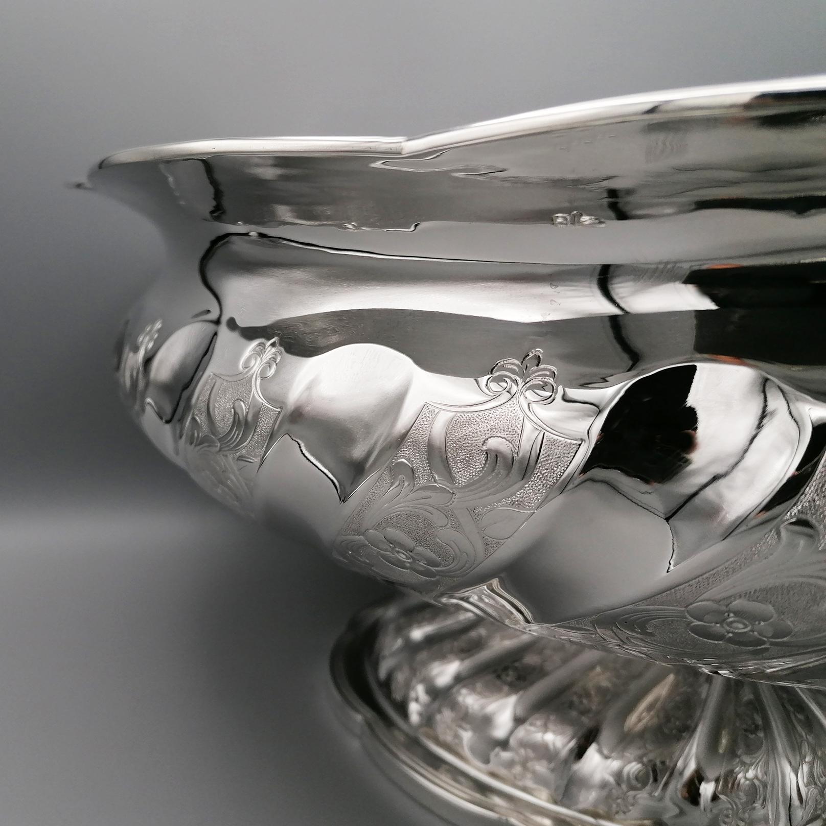 20th Century Sterling Silver Italian Oval Centerpiece For Sale 10