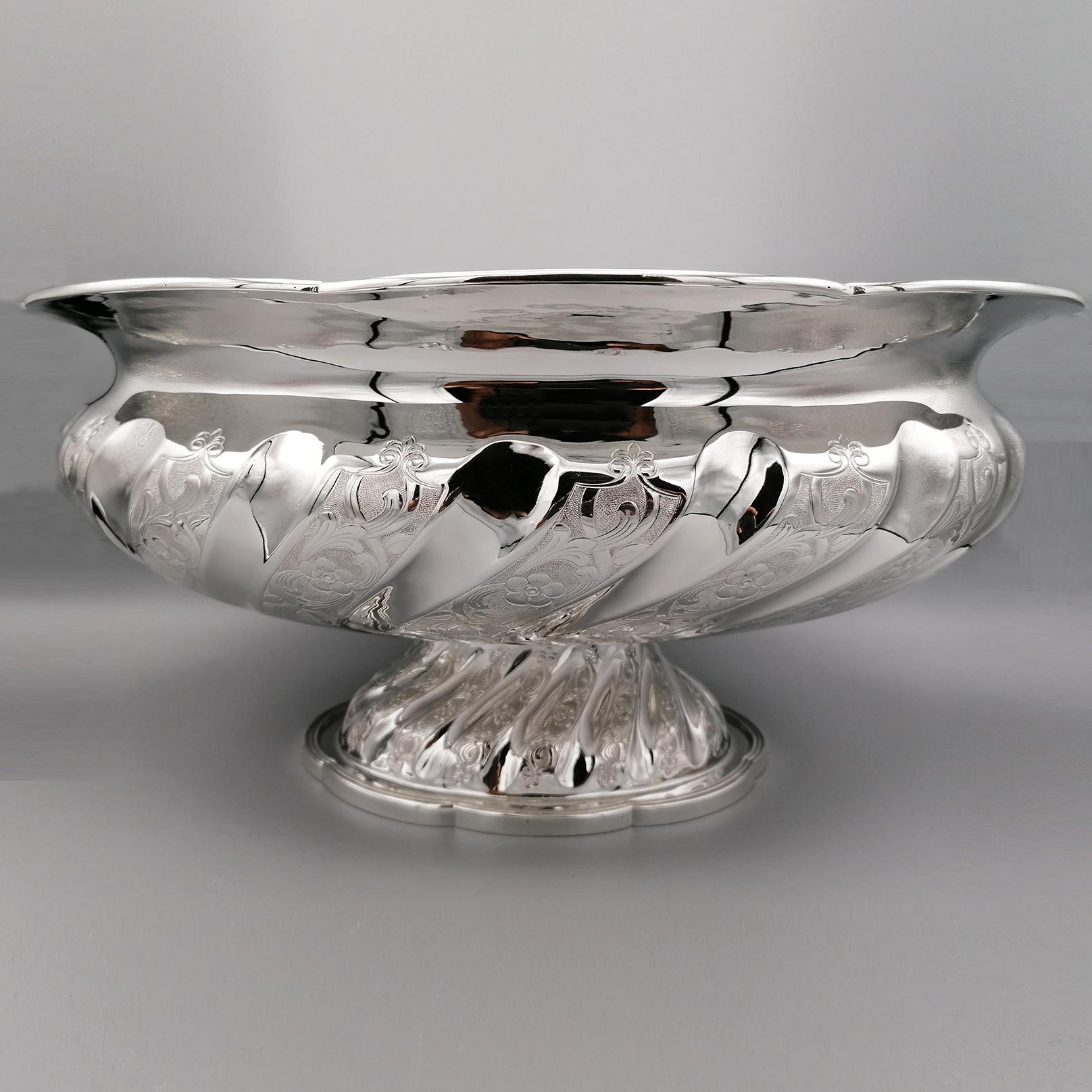 Hand-Crafted 20th Century Sterling Silver Italian Oval Centerpiece For Sale