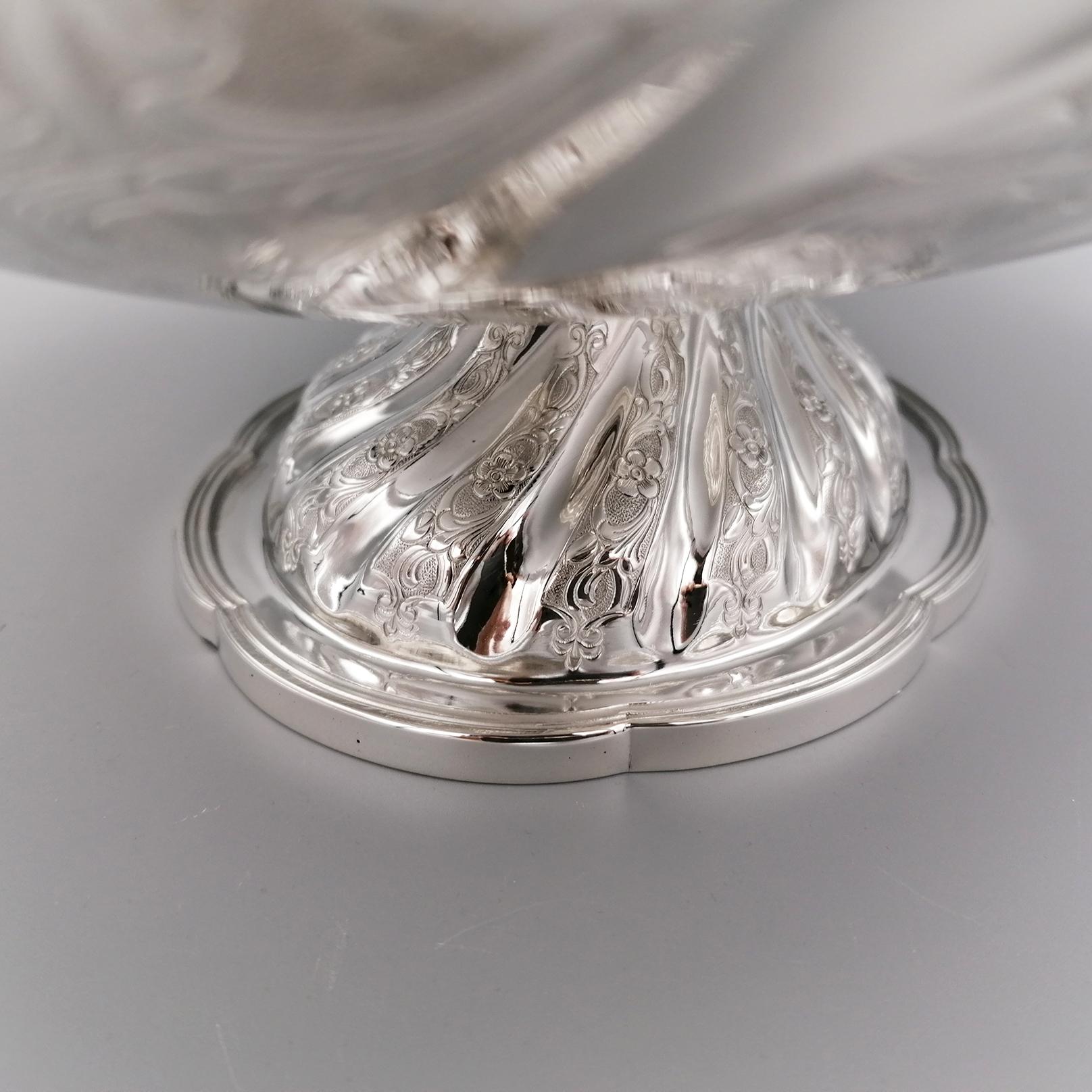 20th Century Sterling Silver Italian Oval Centerpiece For Sale 1