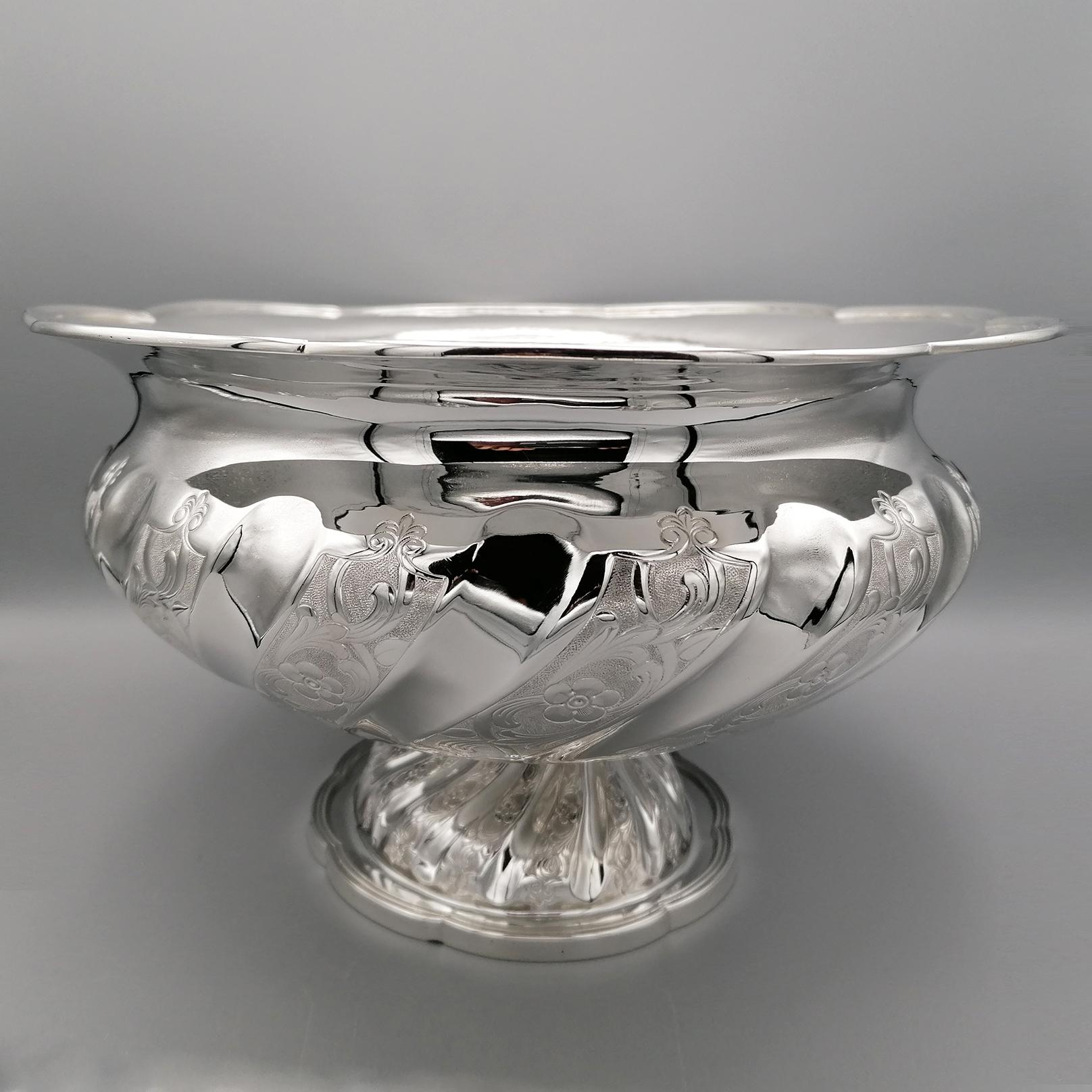20th Century Sterling Silver Italian Oval Centerpiece For Sale 3