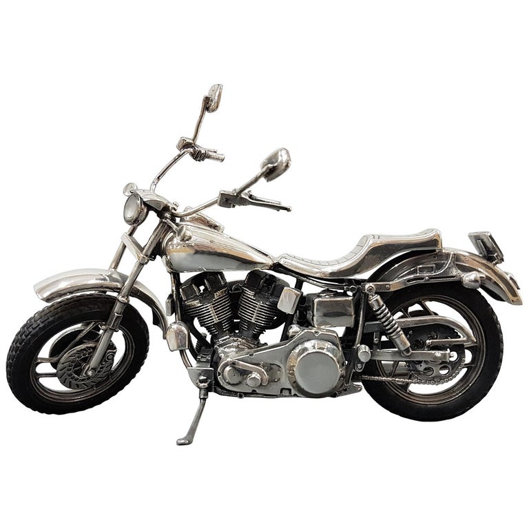 20th Century Sterling Silver Miniature Motorcycle Harley Davidson