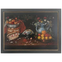 20th Century Still Life of Fruit Flowers and Pottery
