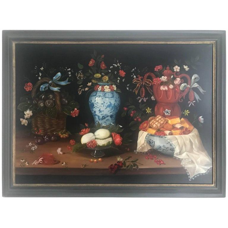 Italian school late 20th century still life of fruit, flowers, a basket and Chinese vase. In the earliest years of the 20th century the still life genre underwent something of a Renaissance. As artists became increasingly concerned with purely