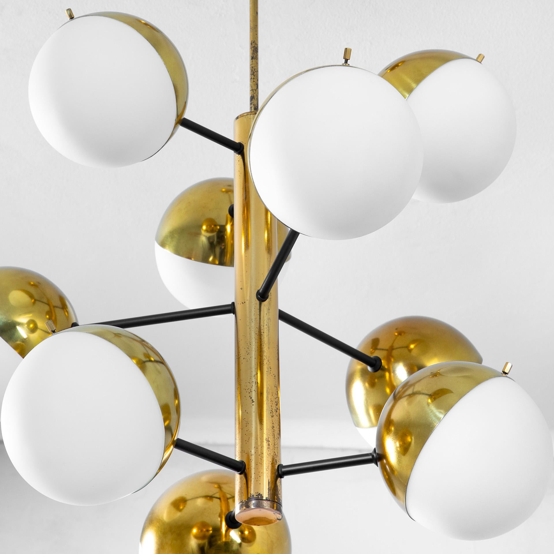 20e siècle, Stilnovo Lustre mod. 1129 Bon état - En vente à Turin, Turin