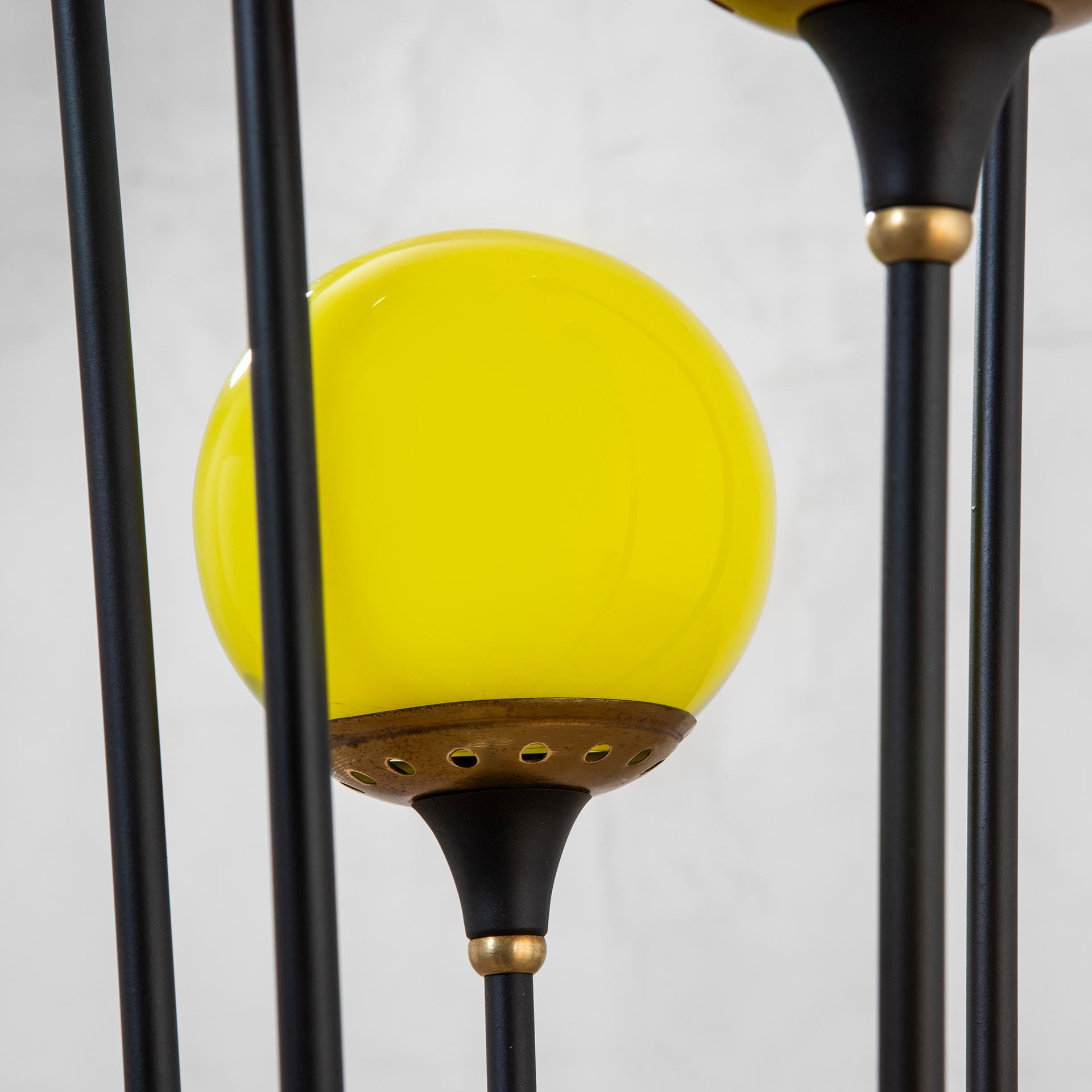 20th Century Stilnovo Floor Lamp Model Alberello with Colored Glass Diffusers In Good Condition In Turin, Turin