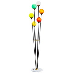20th Century Stilnovo Floor Lamp Model Alberello with Colored Glass Diffusers