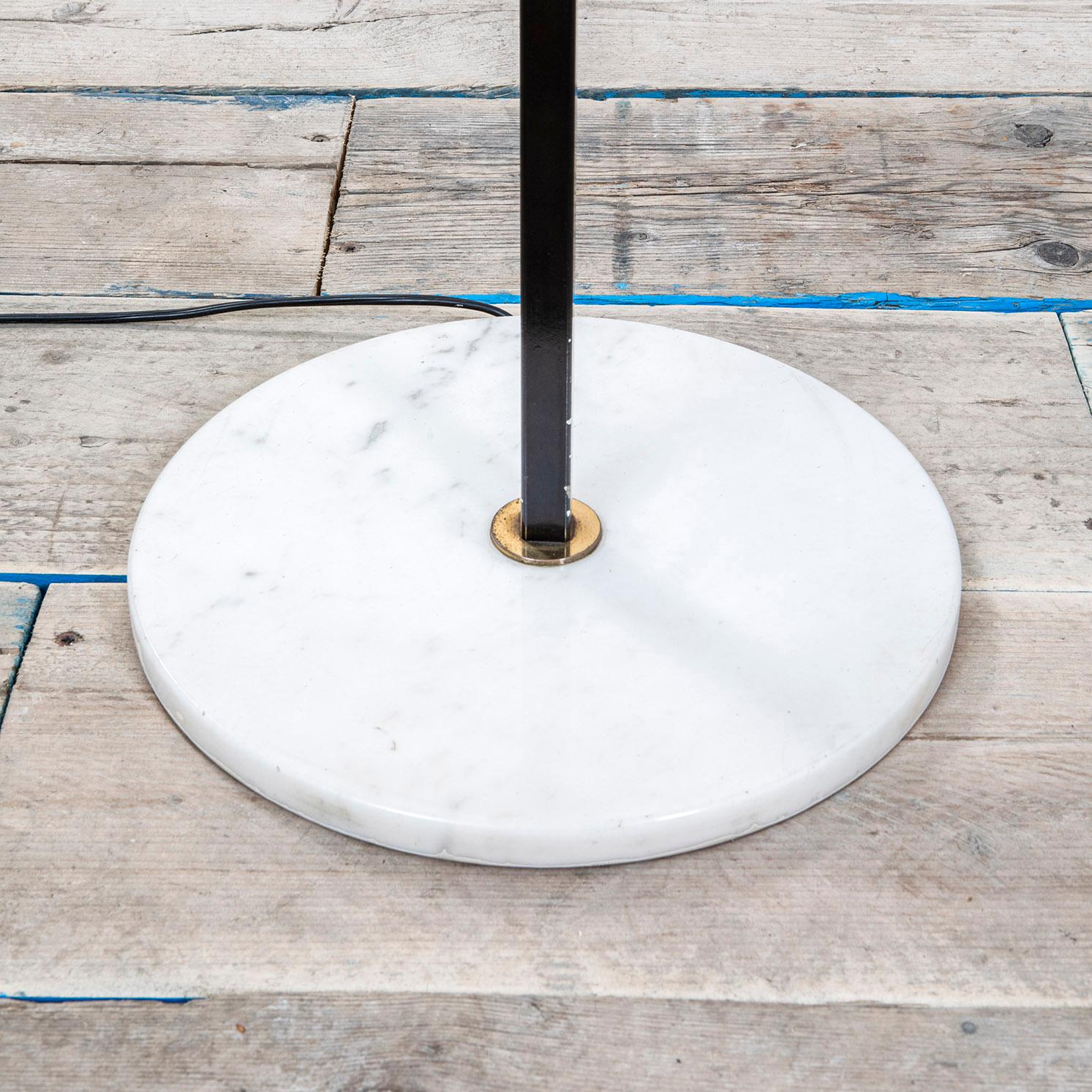 Lacquered 20th Century Stilnovo Floor Lamp with Diffusers in Opal Glass and Base in Marble