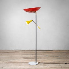 20th Century Stilnovo Floor Lamp with Two Diffusers and Marble Base, 50s