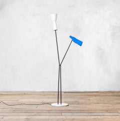 20th Century Stilnovo Floor Lamp with Two Diffusers with Marble Base