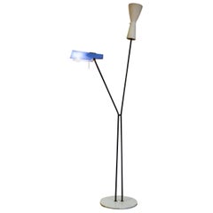 20th Century Stilnovo Floor Lamp with Two Diffusers with Marble Base