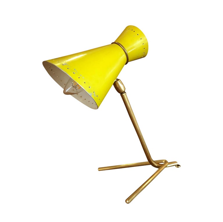 20th Century Italian Metal Table Lamp, Yellow Desk Lamp by Stilnovo For