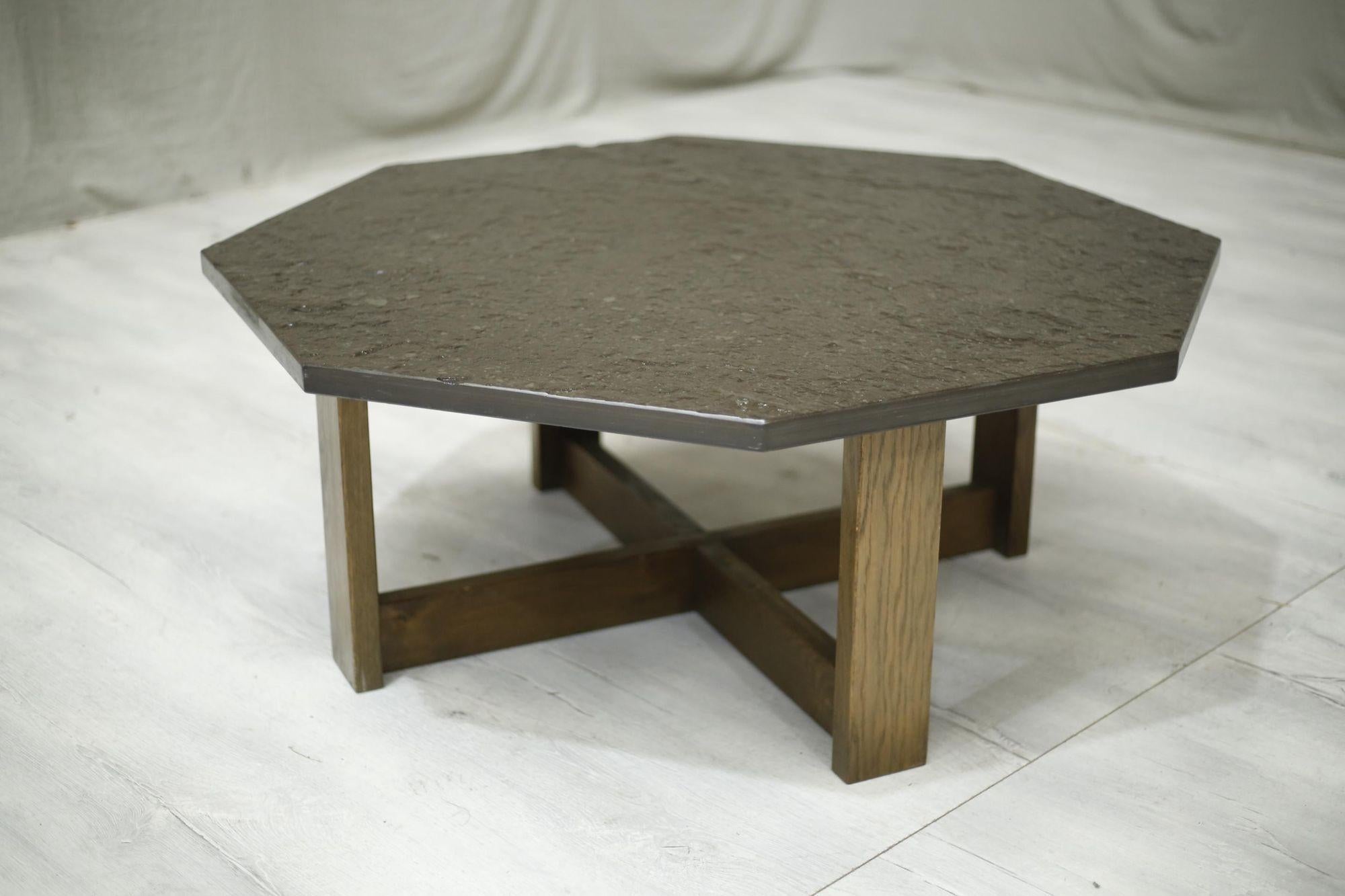 20th Century Stone and Oak Coffee Table 4