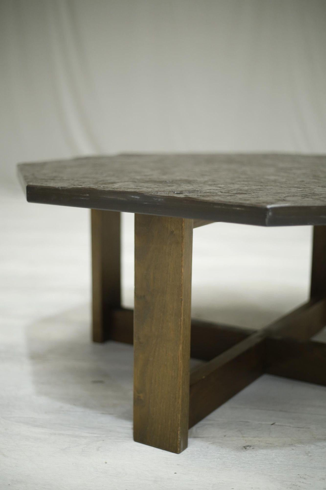 20th Century Stone and Oak Coffee Table 5