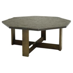 20th Century Stone and Oak Coffee Table