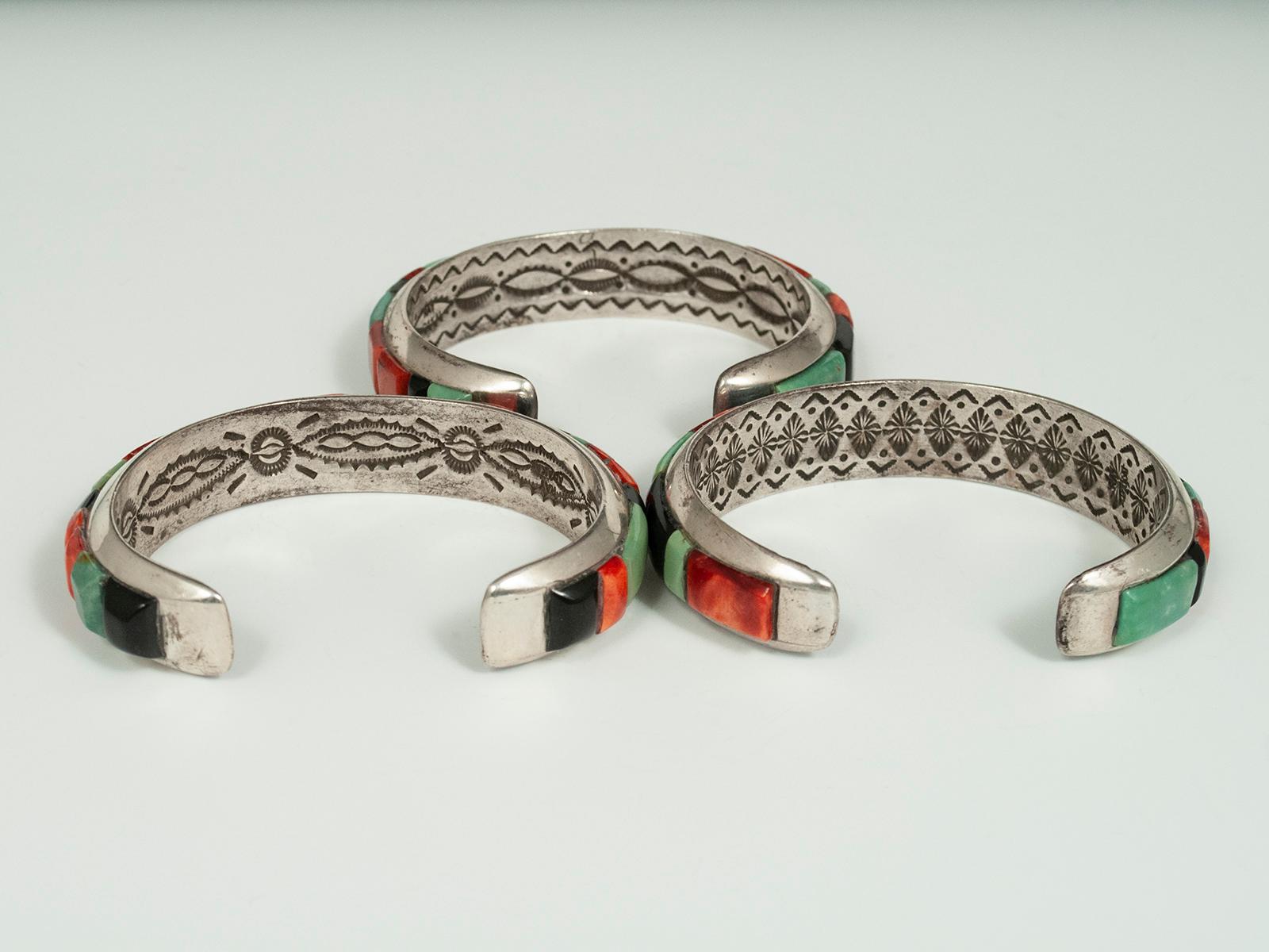 20th Century Stone and Silver Bracelets by Ray Adakai, Navajo Jeweler In Good Condition In Point Richmond, CA