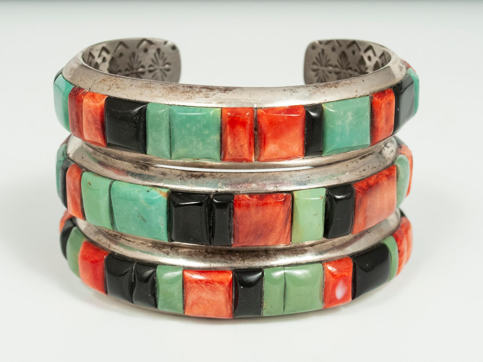 20th Century Stone and Silver Bracelets by Ray Adakai, Navajo Jeweler 3