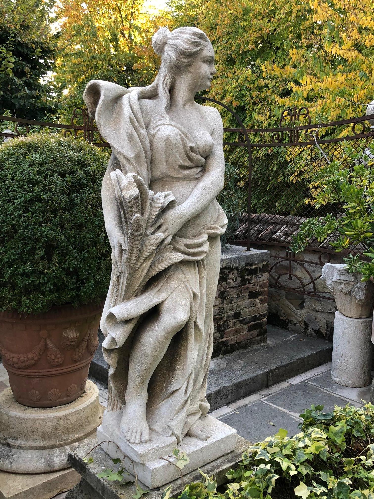 Italian 20th Century Stone Statue of Vicenza Depicting the Allegory of the Summer For Sale